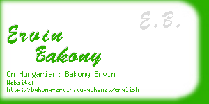 ervin bakony business card